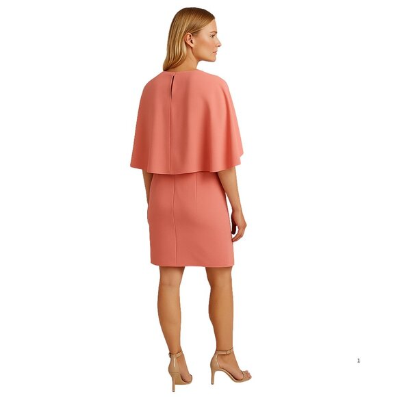✨ Holiday-Ready Lauren Ralph Lauren Cape Sheath Dress Desert Rose Size 4 NWT - Picture 3 of 5